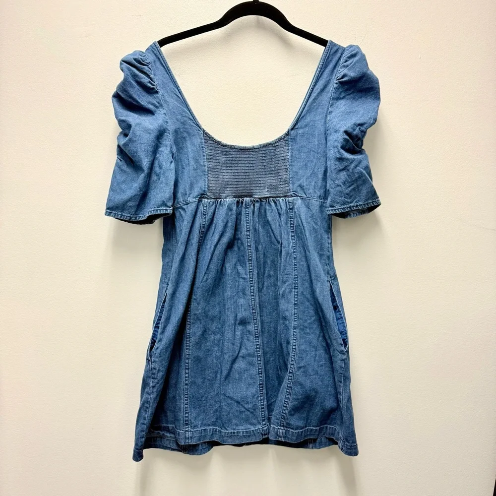 Free People Cheyenne Denim Mini Dress, Blue | Medium
